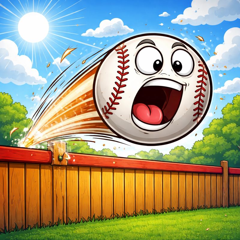 Baseball screaming as it goes over the fence